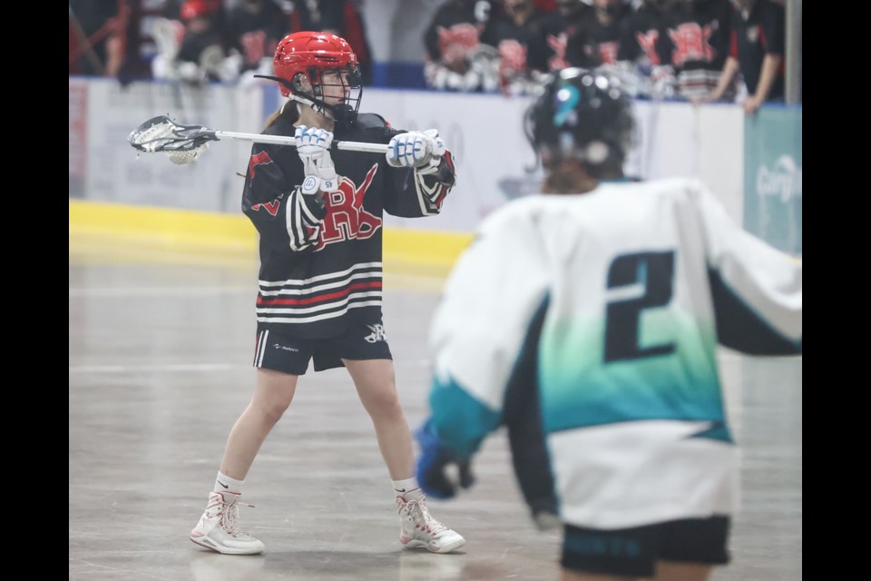 Okotokian Jordyn Payne, pictured in regular season action with the Okotoks Ladies Raiders, was named to Team Alberta U19’s women field lacrosse squad for the upcoming Jenny Kyle Cup in August. Fellow Okotoks players Lexi Ballance, Brooklynn Carson, Avaya McCann, Ruby Walker and Cash Banister were named to Team Alberta’s U17 box lacrosse teams. 