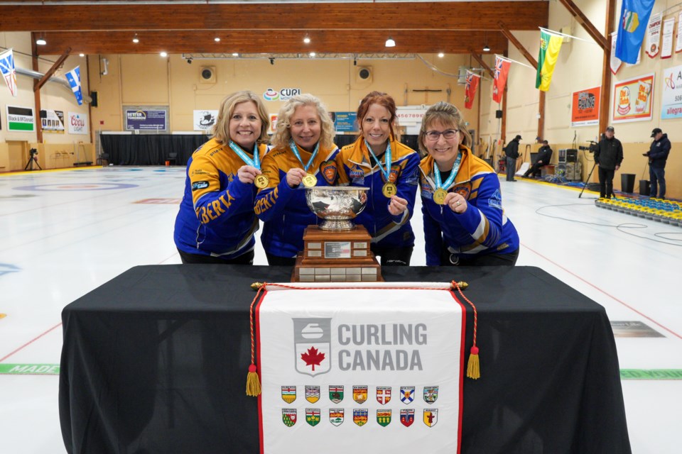 Team Alberta, featuring Okotoks skip Atina Ford Johnston, vice-skip Shannon Morris, second Sheri Pickering and lead Cori Morris, won the 2024 Everest Canadian Senior Curling Championships gold medal on Dec. 7 at the Moncton Curling Club in New Brunswick.