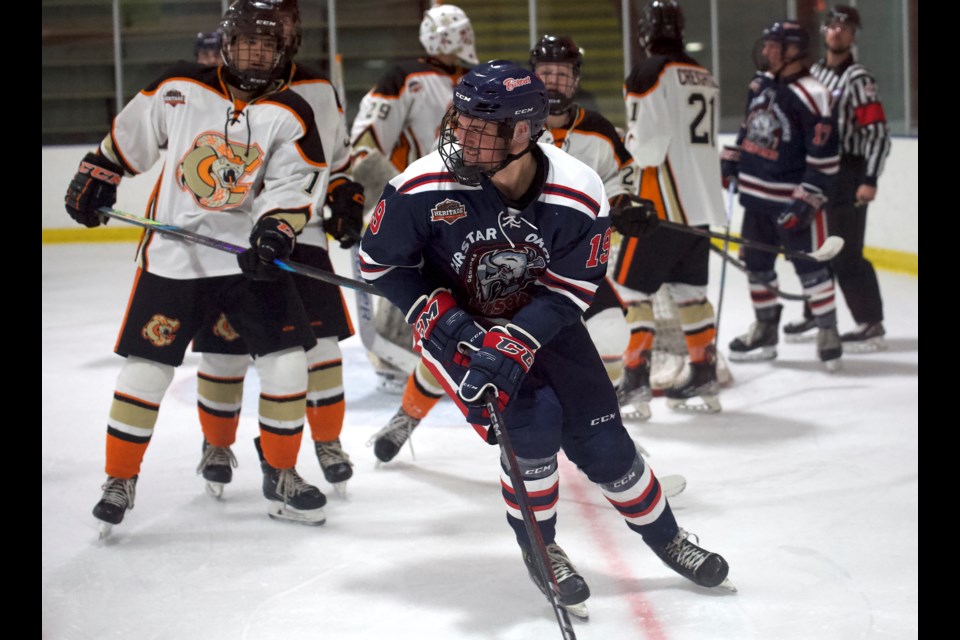 Carstar Okotoks Bisons forward Sam Callahan scored his second hat trick of the season in the 6-2 rout over the Coaldale Copperheads on Oct. 25 at the Murray Arena. 