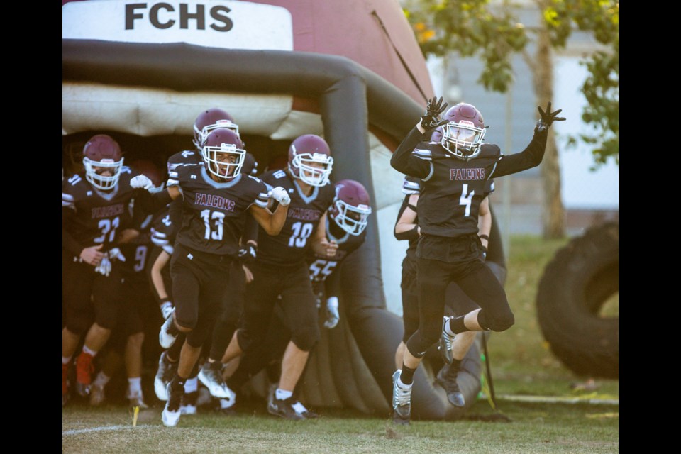 The Foothills Falcons football program is looking to add to its base of players from the Diamond Valley area with its partnership with Oilfields School in which students from Oilfields have the opportunity to play varsity football for the Falcons. (Brent Calver/Western Wheel File Photo)