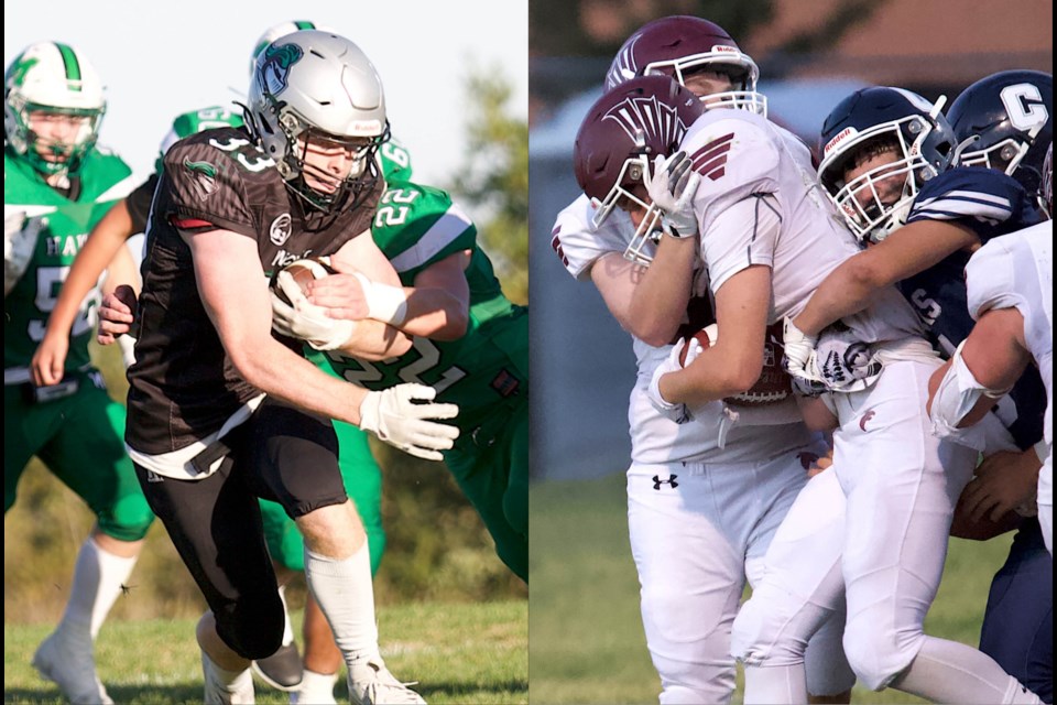 The HTA Knights and Foothills Falcons take to the gridiron in the Battle of Okotoks on Sept. 19 at Knights field. 