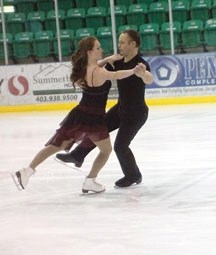 Okotoks Figure Skating Club member Dave Sargent skates The European with partner Sarah Nelson during testing for his senior bronze on Dec. 6 at Centennial Arena. Sargent went 