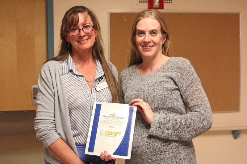 Sharon Dalrymple and Dr. Shauna Mercer with the MORE OB recognition award.