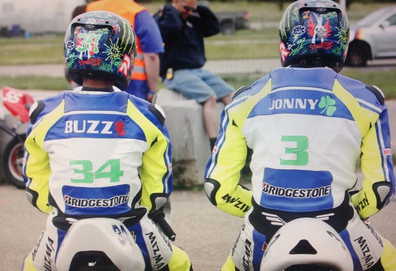 Okotoks father and son Jonathan and Connor McCarroll get in the zone before a race.