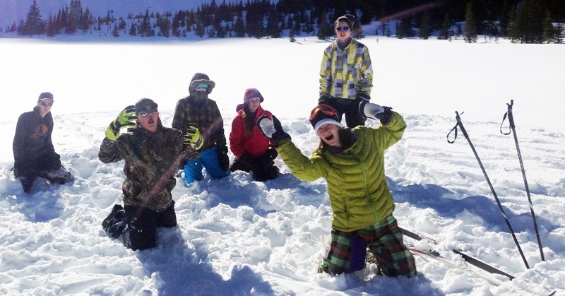 Members of the Oilfields High School Quest program ham it up during a four-day cross-country ski trip at Lake O&#8217; Hara. The Quest fundraising supper is March 12 at the