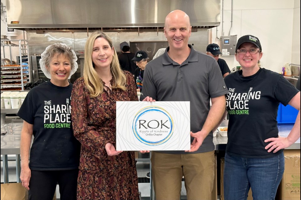 Ripple of Kindness has supported 14 local organizations over its first five years. Pictured here, from left, are the Sharing Place's Ann Godin, Ripple of Kindness' Amber McGarvey-Moreland, and Sharing Place's Chris Peacock and Nancy Hannah.