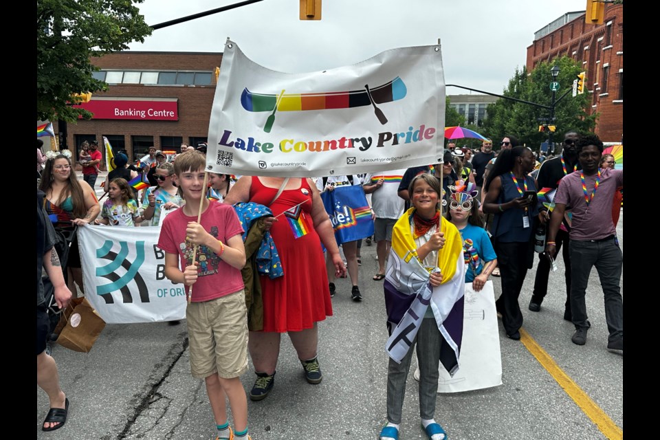 Hundreds gathered for Saturday’s Pride march in downtown Orillia.