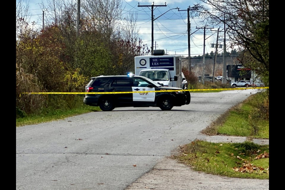 The Special Investigations Unit has blocked off a large section of Cochrane Street as it investigates a fatal Thursday incident in which a 26-year-old man was shot and killed by an Orillia OPP officer; an officer was stabbed during the altercation.