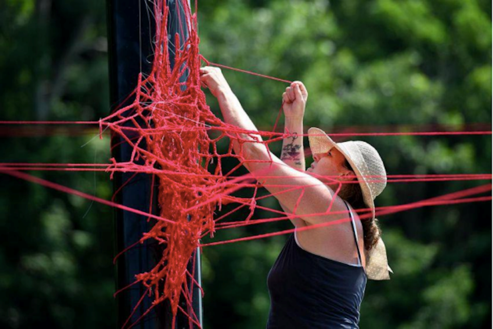 Tracey-Mae Chambers installing Hope and Healing. Photo courtesy of the artist.