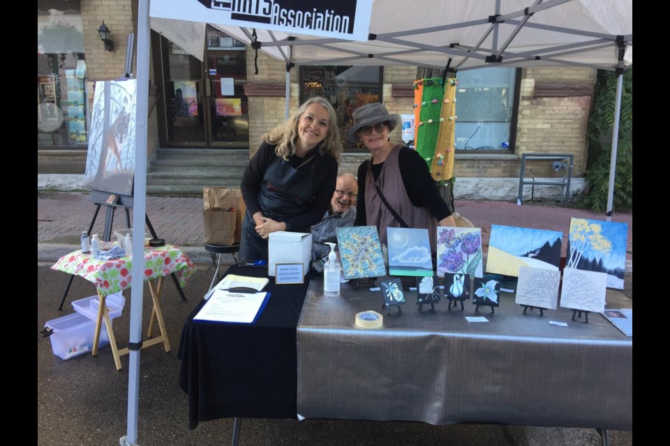 Orillia artists Raune-lea Marshall, Craig Marshall and MJ Pollak are pictured during last summer's Orillia Art Walks.