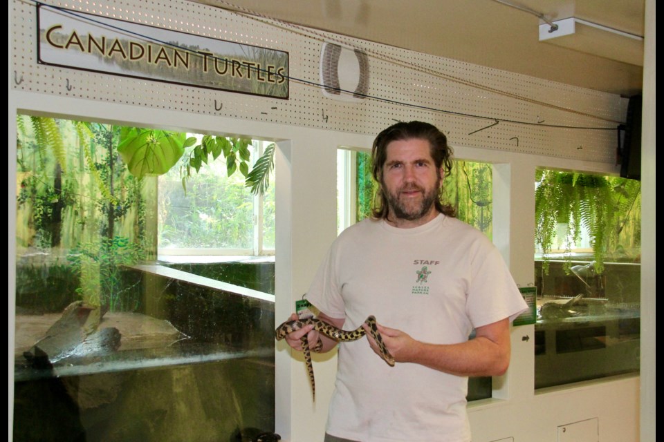 Jeff Hathaway, founder and executive director of Scales Nature Park, is seen in the facility near Orillia.