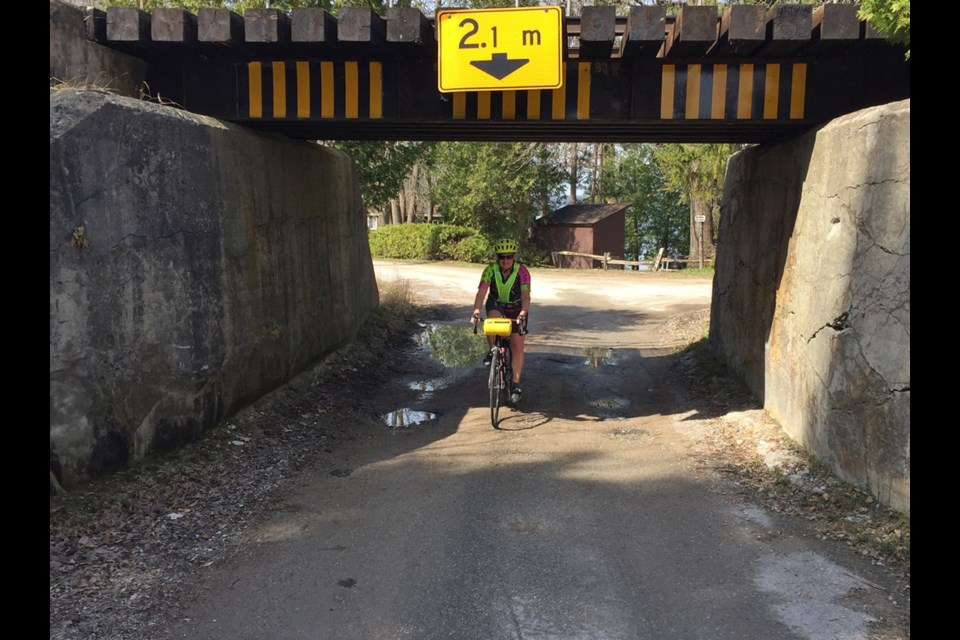 Here is your columnist taking a side trip on the around the lake cycling route to explore an old railway near Portage Bay Road in Ramara.