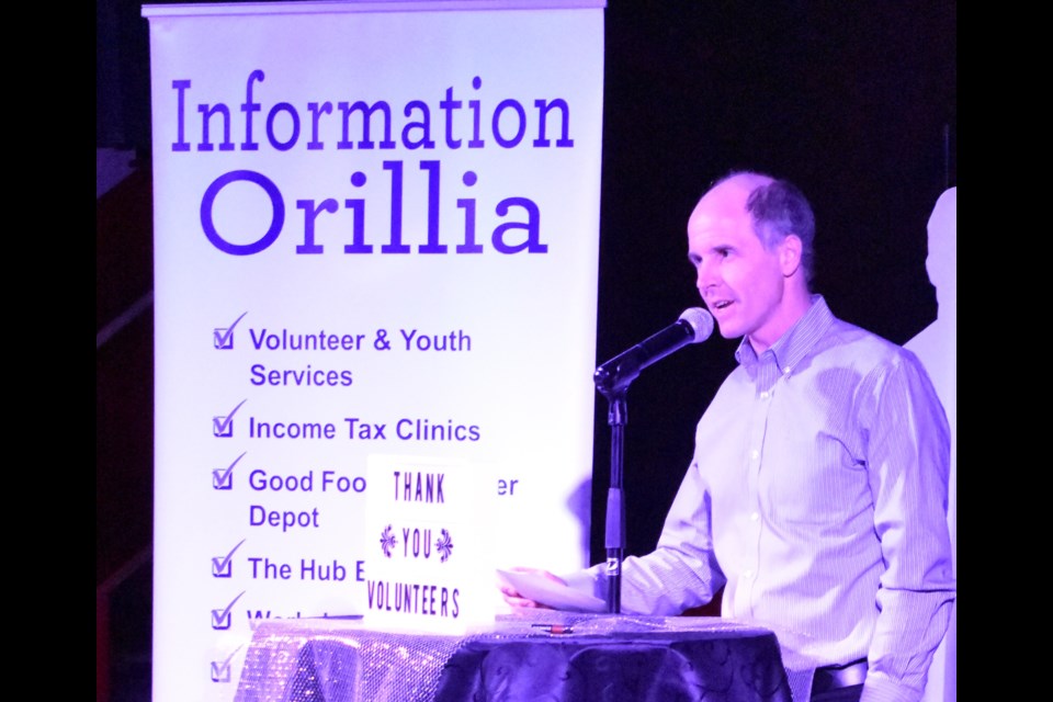 Volunteer extraordinaire Michael Gordon was the guest speaker at this week's celebration of volunteers hosted by Information Orillia. Contributed photo