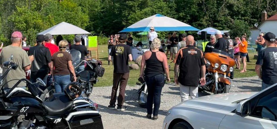 Participants gather at Blue Moon Junction for the start of the second annual HxmeSweetHxme Poker Run, a fundraiser for the Orillia Youth Centre.