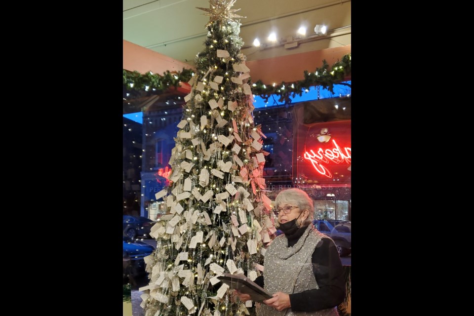 Sue Morris, Mariposa House Hospice volunteer and, for the 5th year running, organizer of the Angel Tree fundraising initiative.