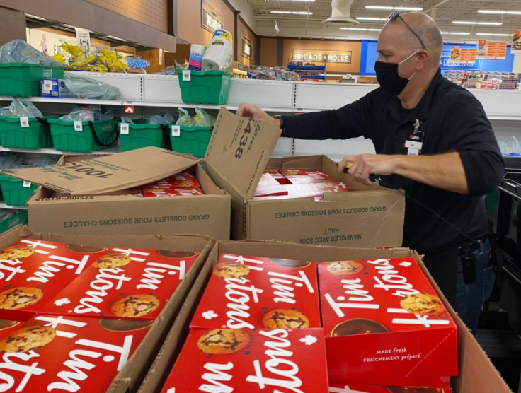 The Orillia Zehrs stored purchased 160 dozen Smile cookies from Tim Hortons as a thank you to staff members. That translates into a $1,920 contribution to this year's designated charity, The Lighthouse. Contributed photo