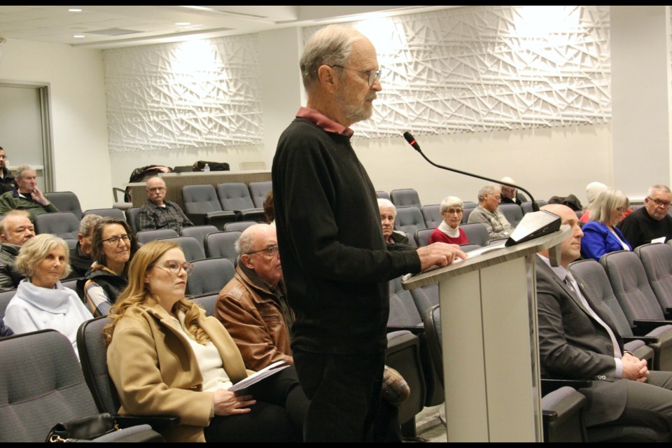 Gordon Ball spoke on behalf of Sustainable Orillia at Tuesday's special council meeting regarding boundary expansion and the Official Plan review.