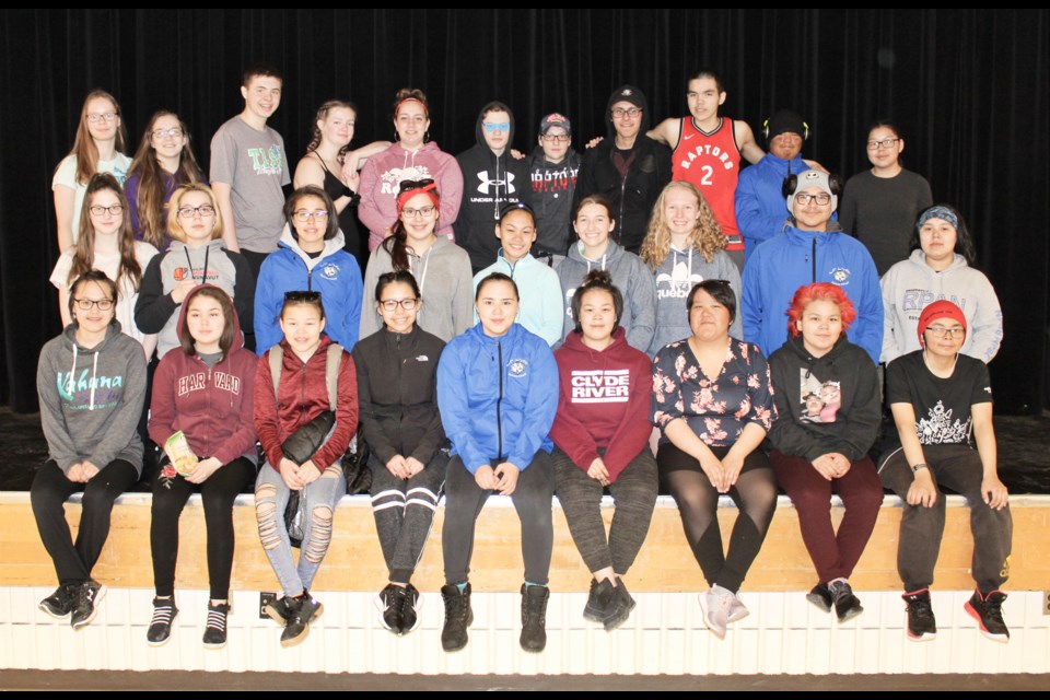 Students from Twin Lakes Secondary School are taking part in a cultural exchange with students from Quluaq School in Clyde River, Nunavut. Some of the participating students are shown Thursday at Twin Lakes. Nathan Taylor/OrilliaMatters