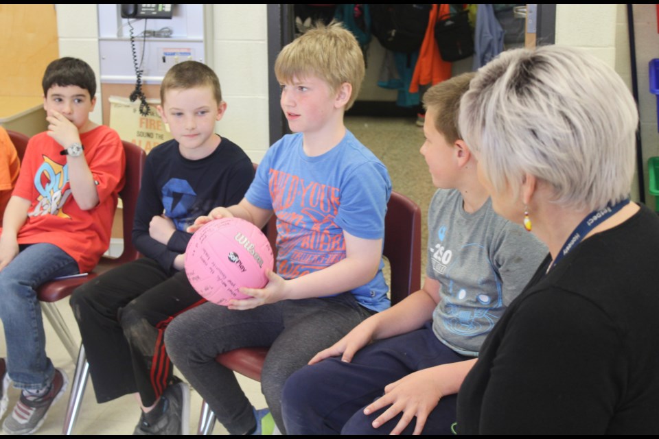 Indigenous student adviser Rosanne Irving hosted a restorative circle Wednesday during a wellness fair at Brechin Public School. Nathan Taylor/OrilliaMatters