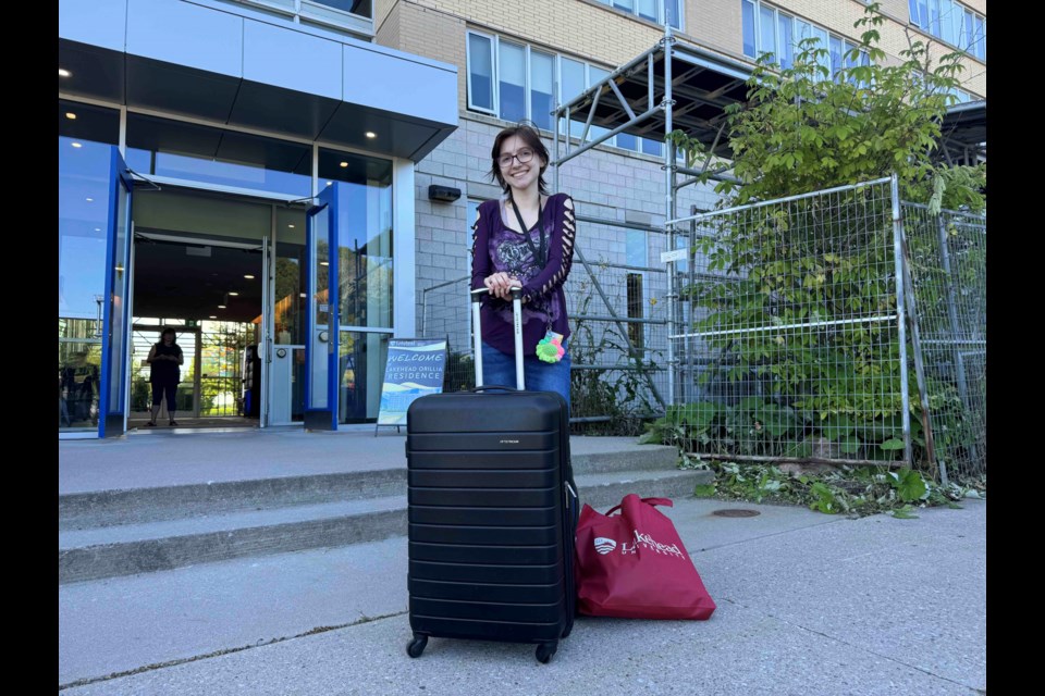 Sacha Hamilton, a third-year social work student, moved into Lakehead University's Orillia residence on Thursday. 