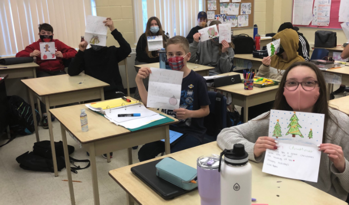 Students at Warminster Elementary School created letters and cards for local seniors who live in Orillia long-term care homes.