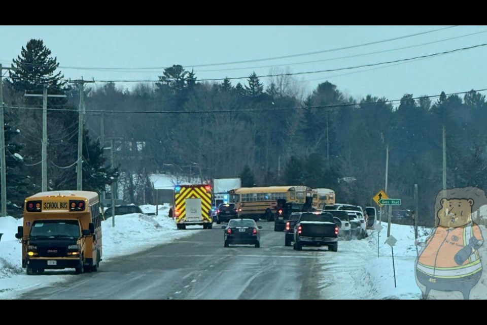 A tractor-trailer collided with a school bus carrying children on Thursday morning. Police are reporting only minor injuries in the incident.