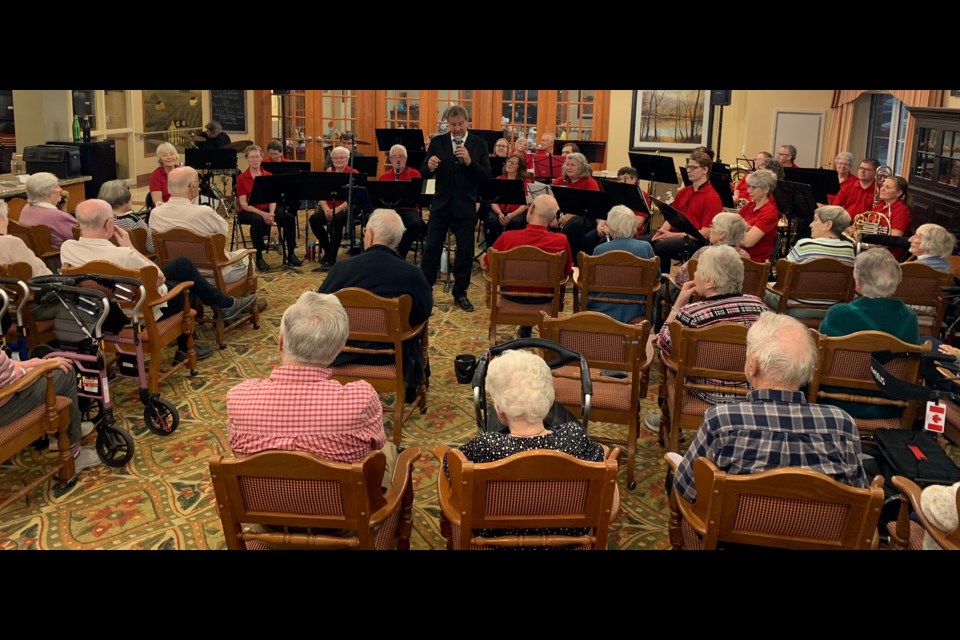 Orillia's Rick Stephenson and the Orillia Concert Band performed hits made famous by Frank Sinatra at a performance Monday night at the Leacock Retirement Lodge.