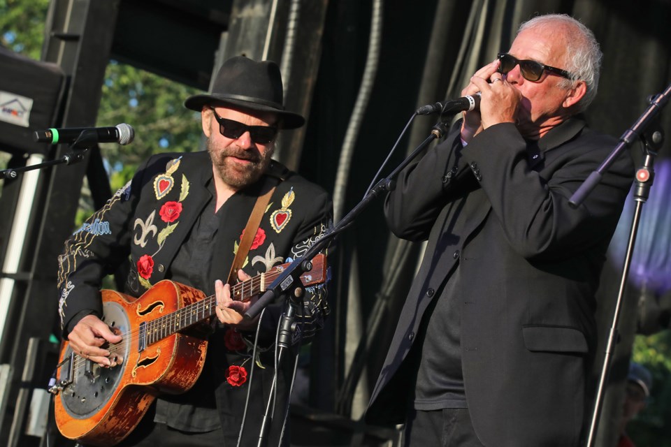 Murray McLauchlan leads supergroup Blackie and the Rodeo Kings into their first song of the night at the Mariposa Folk Festival on Saturday evening.