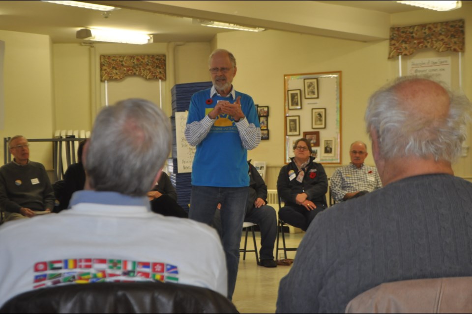 Gord Ball spoke of legendary folksinger Pete Seeger when he told those attending Saturday’s citizens’ forum that two people working together have the ability to change the world. Andrew Philips/OrilliaMatters