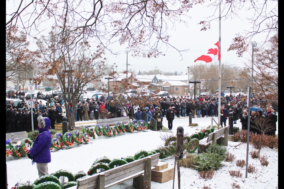 Hundreds of people showed up for the Remembrance Day ceremony in 2019. Nathan Taylor/OrilliaMatters