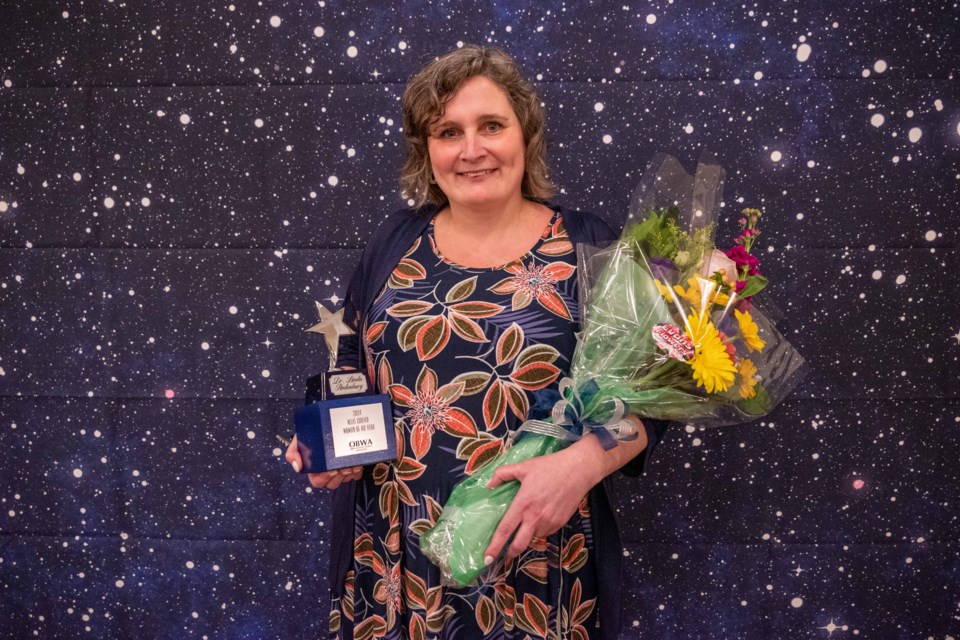 Dr. Linda Rodenburg, the interim principal of Lakehead University's Orillia campus, was named the Nelle Carter Woman of the Year at the Mariposa Best Western Inn & Conference Centre on Wednesday evening. 