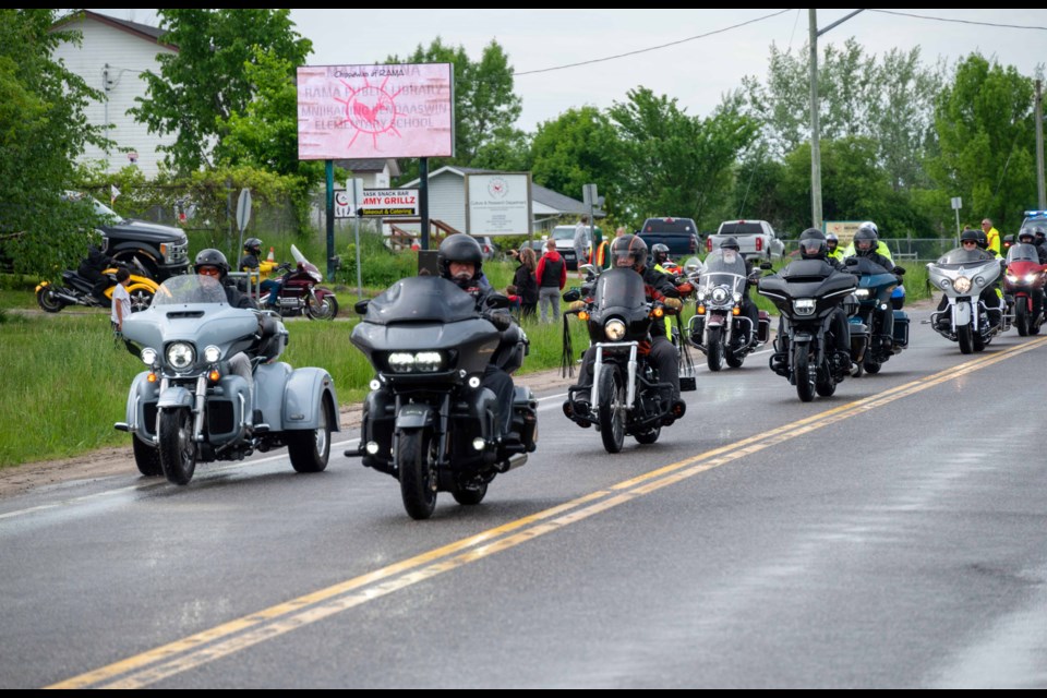 About 250 motorcyclists took part in the Huronia Ride for Dad on Saturday in Rama First Nation.