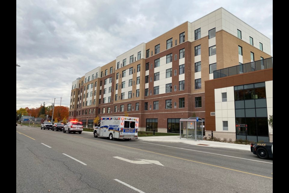 First responders on the scene of an apartment fire on West Street North on Sunday, October 20, 2024