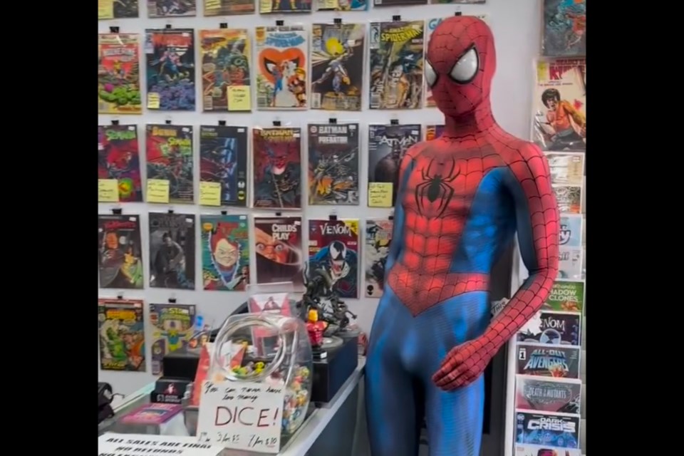 The popular Spider-Man mannequin from the original  Dr. Comics store will return to the new store that is set to open in the Orillia Square mall this spring.