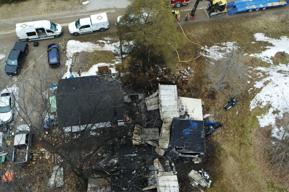 Two people were killed in an early-morning fire near Sebright Wednesday. Ontario Fire Marshal photo