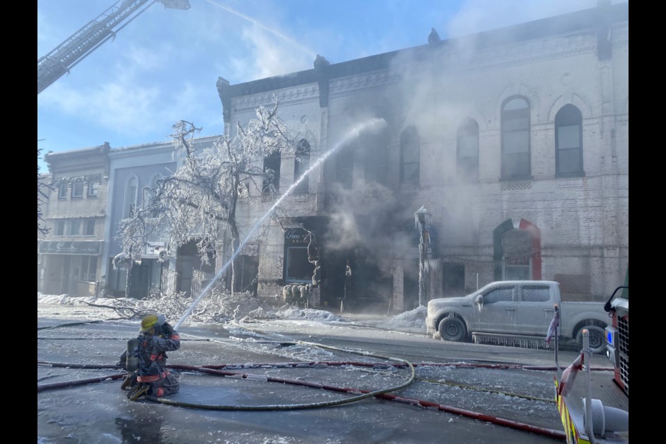 An Orillia heritage building suffers heavy damage as firefighters wage war against fire and ice in downtown Orillia.