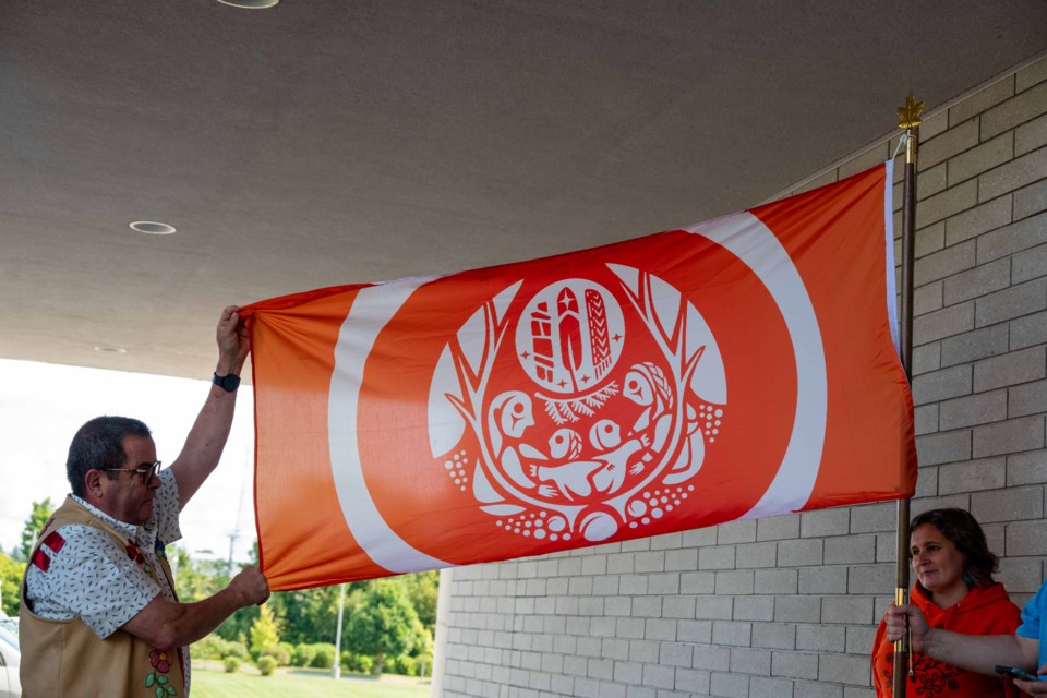 The Survivors' Flag was unveiled in the spirt of truth and reconciliation at Lakehead University on Tuesday.