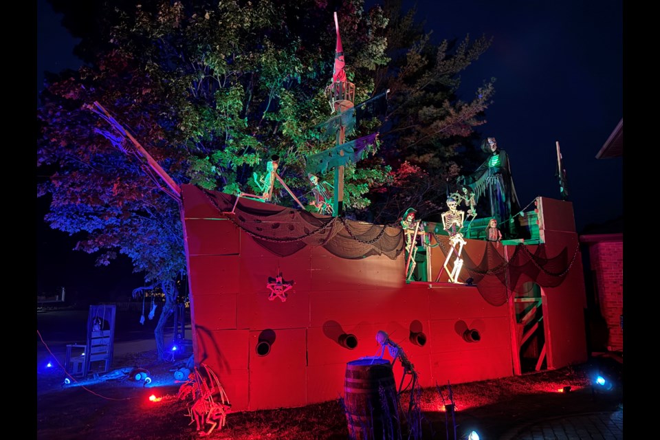 While smaller than usual, the Martin Drive pirate ship is a captivating Halloween attraction again this year.