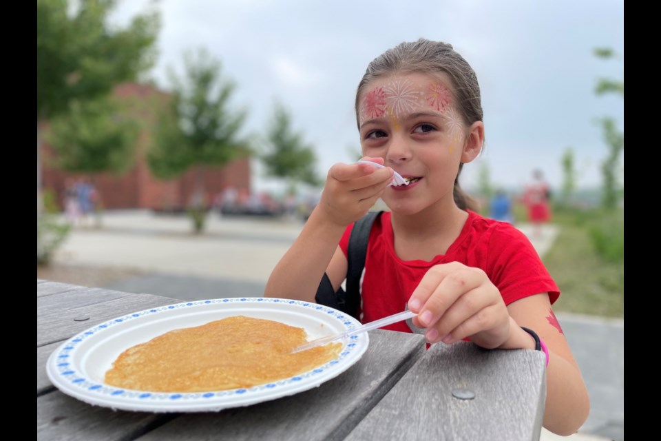 Audrey Green enjoyed the Canada Day pancake breakfast this morning at the Orillia Recreation Centre. 