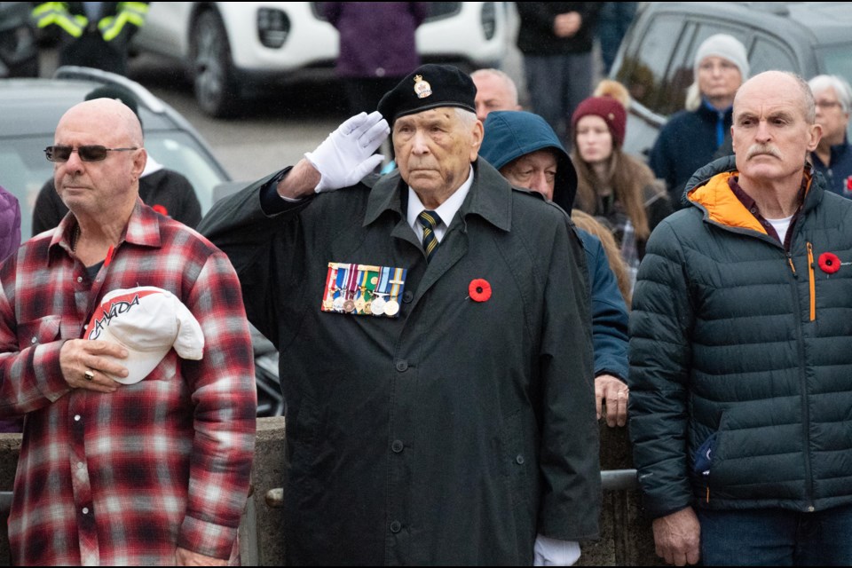 Air Force Veteran Robert Healey was thinking about his little brother, Clifford, during the Remembrance Day ceremony in Orillia today. Clifford was killed while serving in the Air Force during a search and rescue mission. 