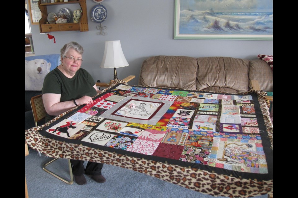 Linda Jordan is shown working on one of the quilts that will be available in the Westmount Church Women's online quilt sale, starting Sept. 2. Supplied photo