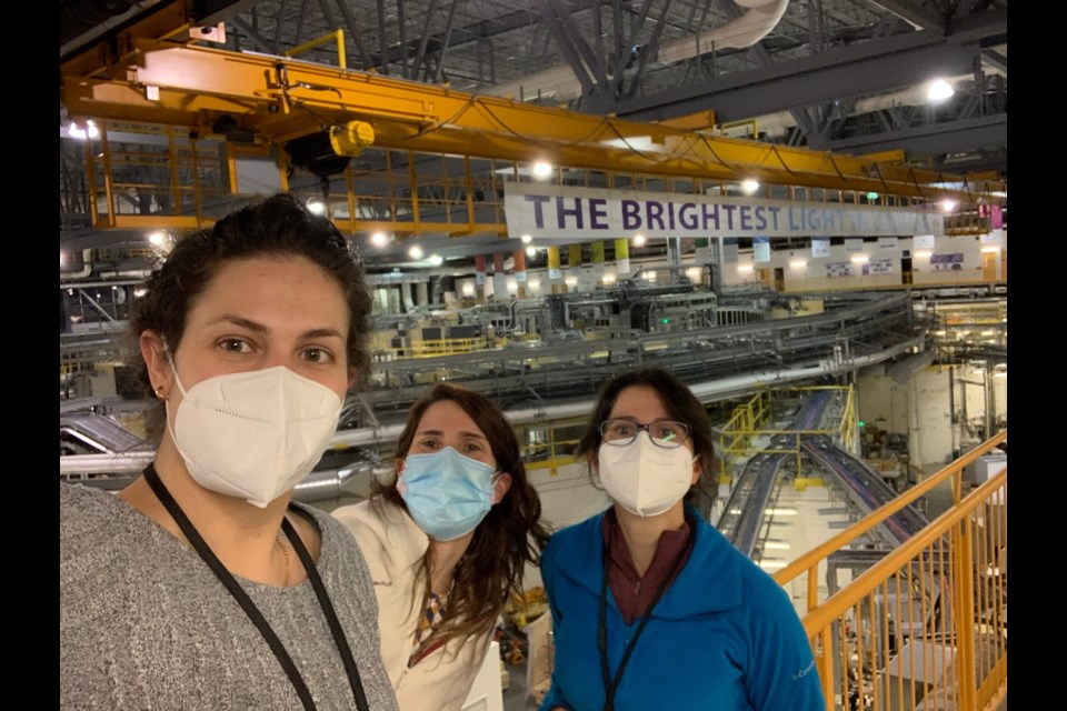 Thamara Laredo (right) is shown at the Canadian Light Source facility with University of Guelph food science PhD candidate Stacie Dobson (left) and Erica Pensini of the University of Guelph’s School of Engineering.