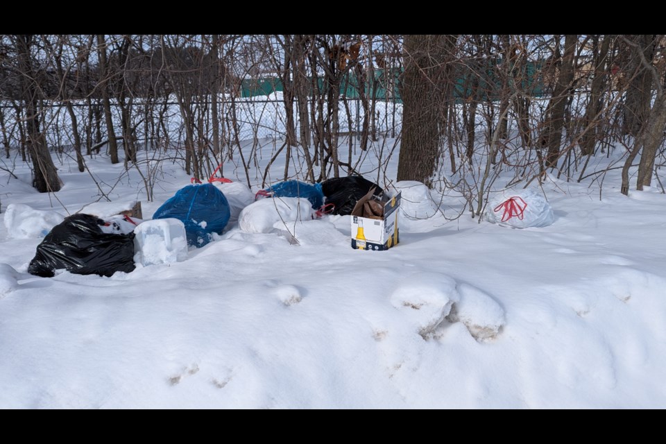 This garbage was dumped along Bass Lake Sideroad East, near Notre Dame Catholic School.