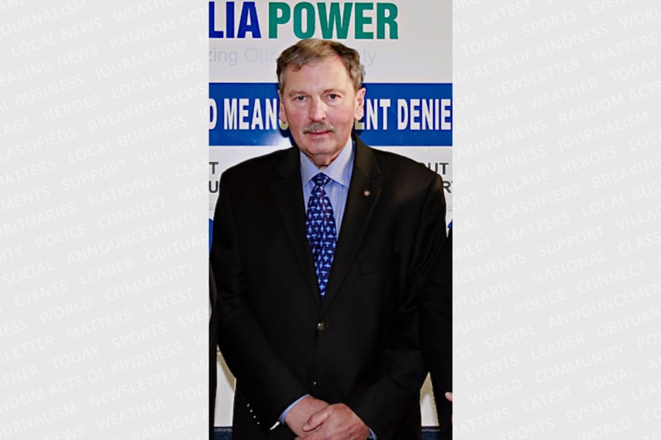 John Mattinson is shown in 2012 at his retirement party from Orillia Power Generation.