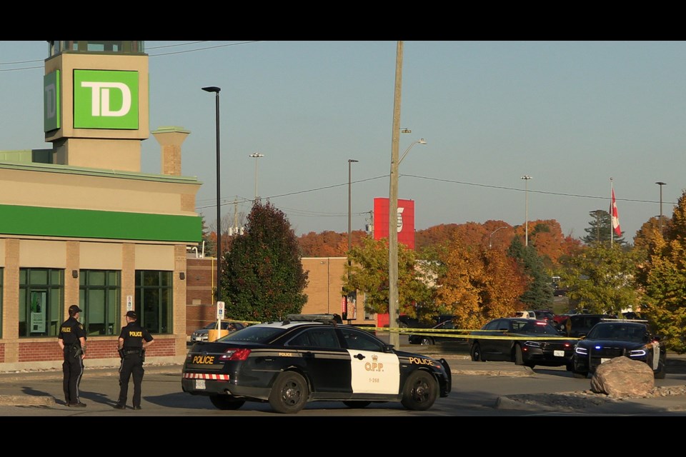 Police responded to a robbery Monday at the TD Bank on Monarch Drive in Orillia.