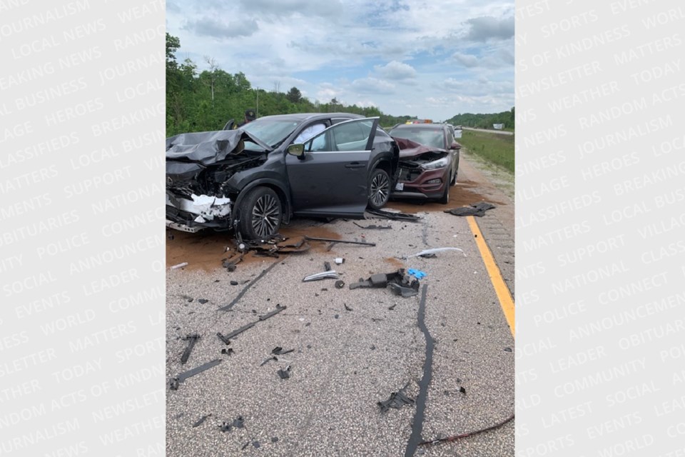 A three-vehicle crash occurred Tuesday on Highway 400 North near Port Severn.