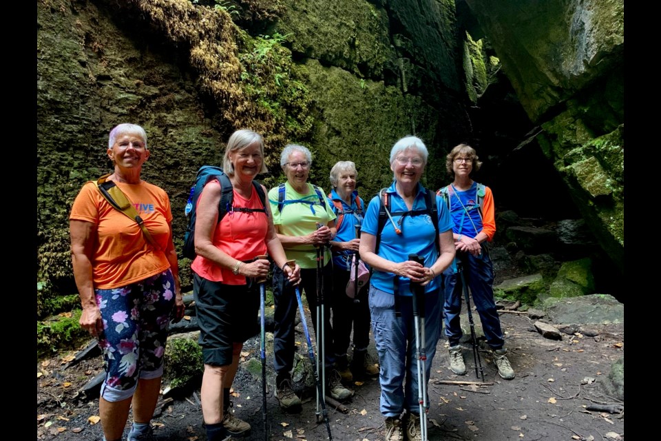 Members of the Orillia Club of the Ganaraska Hiking Trail Association enjoyed a hike at the Singhampton Caves near Collingwood on the weekend.