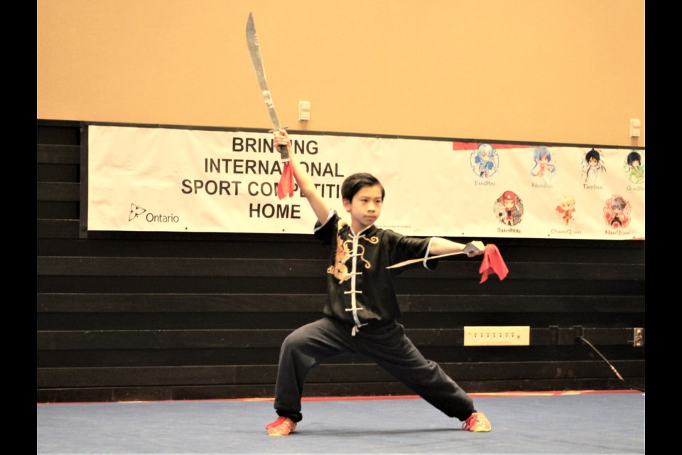 Nathan Tam, 13, of Toronto, competes in wushu Saturday at Casino Rama during the Orillia 2020 Ontario Winter Games. Tam won gold in his age group (male 13-14) in the category of traditional kung fu combined. Nathan Taylor/OrilliaMatters