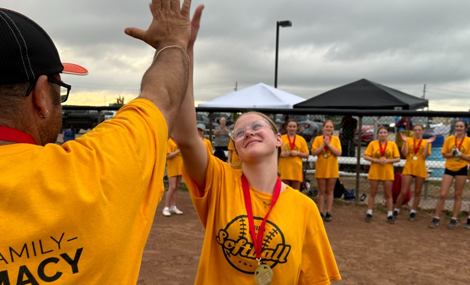 2024-08-19-team-yellow-celebrates-medal-orillia-youth-slopitch