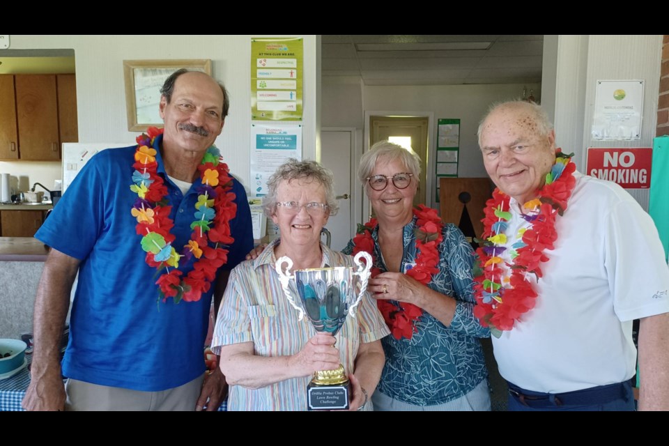 Winning first place in the 2024 Orillia Probus Clubs Lawn Bowling Challenge was Team Sullivan from the Lake Country Probus Club (Steve Watson, Susan Sullivan, Jane Ruttle and Larry Smith).